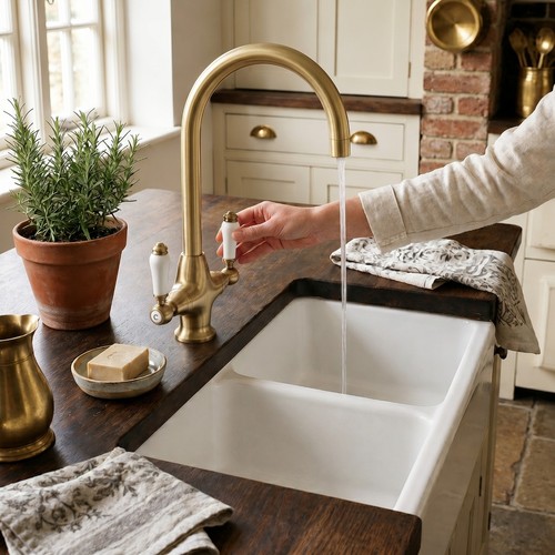 Traditional brass kitchen tap - brass,