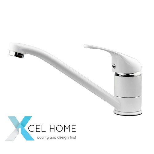 Small white kitchen sink mixer - white,