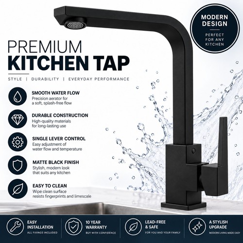 Kitchen sink mixer taps black - kitchen,