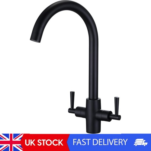 Matt black kitchen taps dual - black,