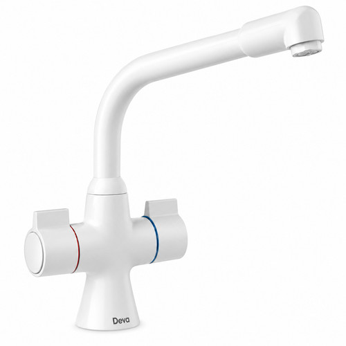 White kitchen tap deva - white,