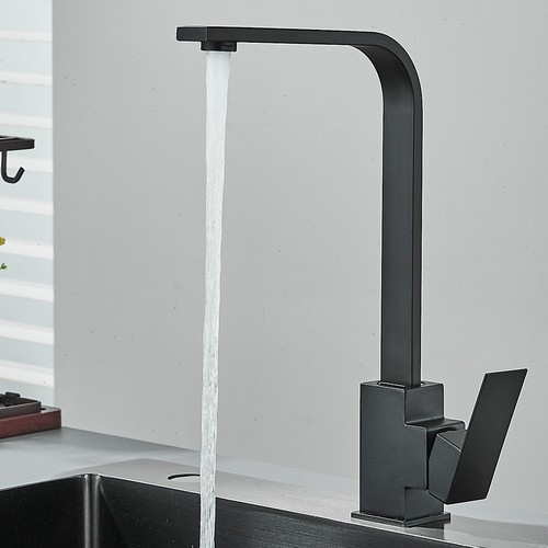 Black kitchen mixer taps - kitchen, 360°